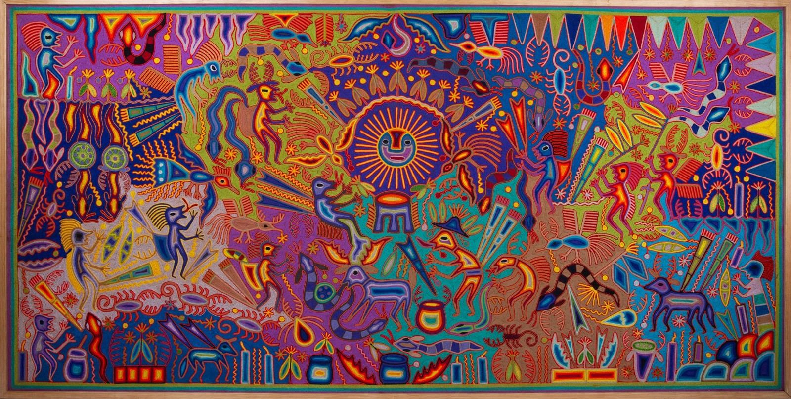 Cuadro de estambre wixárika · Archivo Arte Yawí