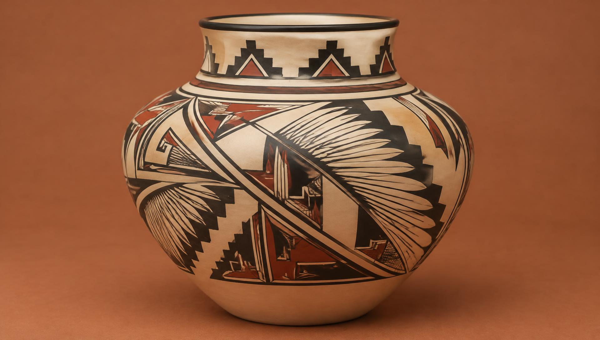 Olla de cerámica Paquimé con motivos geométricos